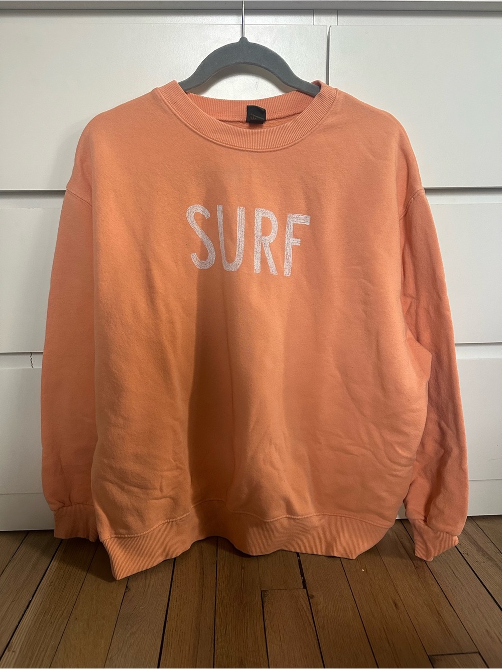 wild fable Peach Crewneck Sweater with 'SURF' Graphic